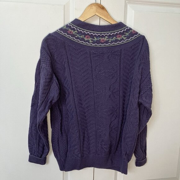 Vintage Northern Reflections Sweater Womens S Floral Purple Cardigan Granny 90s - Picture 5 of 7